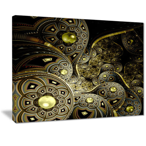 symmetrical gold fractal flower digital art floral canvas print PT7255