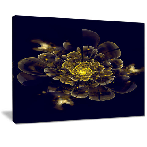 golden metallic fractal flower digital art canvas print PT7278