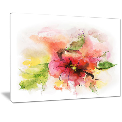 pink and red floral design watercolor floral art canvas print PT7301