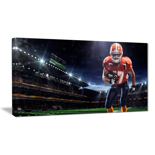 american footballer in action on stadium sports canvas print PT7308