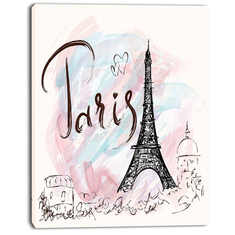 illustration with eiffel tower abstract cityscape canvas print PT7336