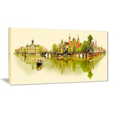 amsterdam panoramic view cityscape watercolor canvas print PT7374