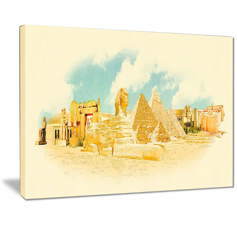 cairo panoramic view cityscape watercolor canvas print PT7376