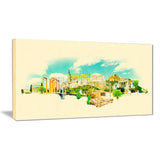 athens panoramic view cityscape watercolor canvas print PT7379