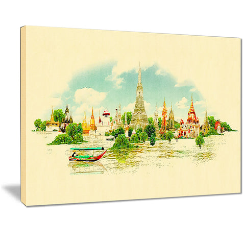 bangkok panoramic view cityscape watercolor canvas print PT7397
