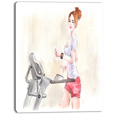 pretty workout with fitness watch digital art canvas print PT7422
