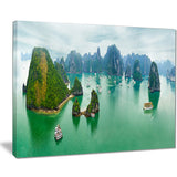tourist junks at ha long bay vietnam landscape canvas print PT7436