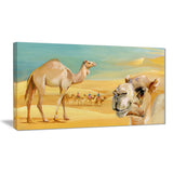 wandering camels in desert watercolor animal canvas print PT7437