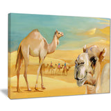 wandering camels in desert watercolor animal canvas print PT7437