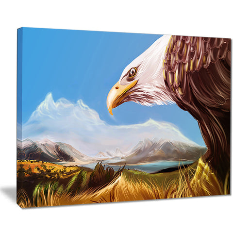 eagle flying in sky digital art animal canvas art print PT7463