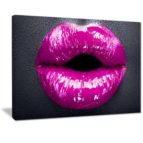 purple lip makeup modern portrait canvas art print PT7464