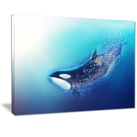 killer whale and sea animal digital art canvas print PT7471