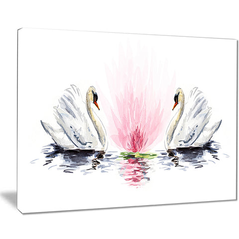 floating swans on white background animal canvas art print PT7490
