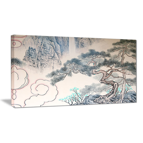 chinese blue tree art floral painting canvas print PT7495