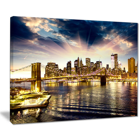 brooklyn bridge and manhattan skyline cityscape canvas print PT7549