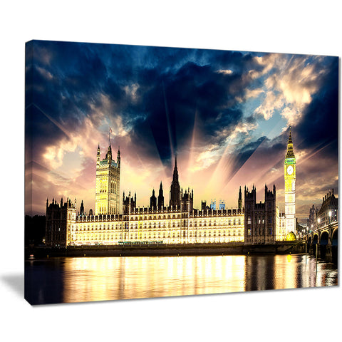 parliament at river thames cityscape photography canvas print PT7567