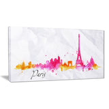 paris pink silhouette cityscape painting canvas print PT7604