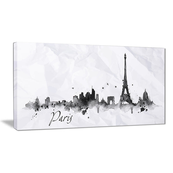 paris with eiffel silhouette cityscape painting canvas print PT7607