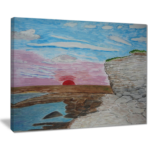 sunset seashore seascape painting canvas print PT7633