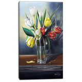 red white yellow tulips floral painting canvas print PT7656