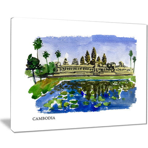 cambodia vector illustration cityscape painting canvas print PT7753