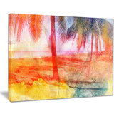 red retro palm trees landscape painting canvas print PT7792