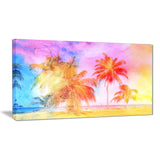 high rise retro palm trees landscape painting canvas print PT7795