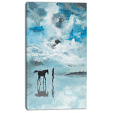 man and horse running on water seascape painting canvas print PT7840