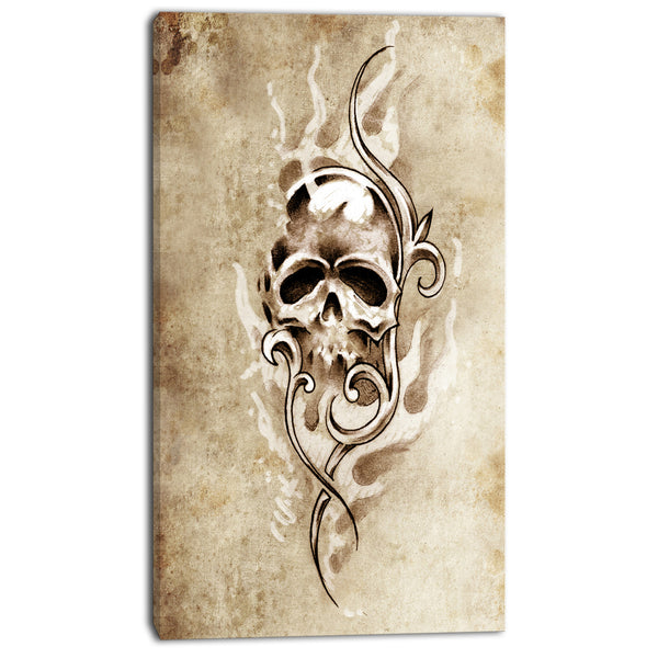 vintage style skull devil tattoo digital art canvas print PT7901