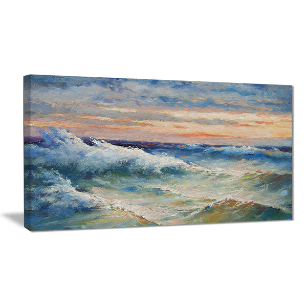 waves during storm seascape painting canvas art print PT7960