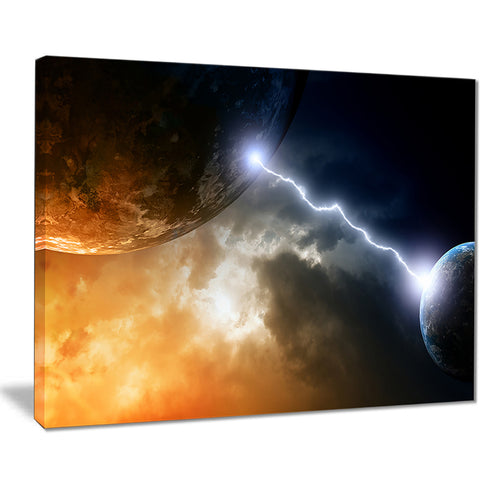 two planets in space modern spacescape canvas print PT8074