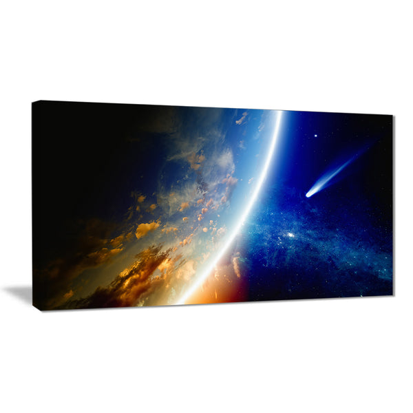 comet approaching earth modern spacescape canvas print PT8082
