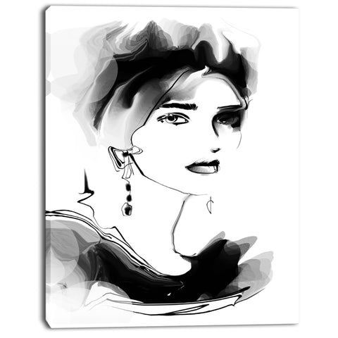 pretty woman black portrait digital art canvas print PT8238