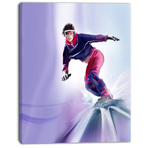 pretty female snowboarder portrait digital art canvas print PT8251