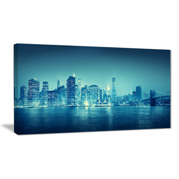 blue new york at night cityscape digital art canvas print PT8295