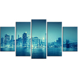 blue new york at night cityscape digital art canvas print PT8295