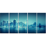 blue new york at night cityscape digital art canvas print PT8295