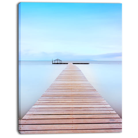 wooden pier in cold atmosphere seascape photo canvas print PT8356