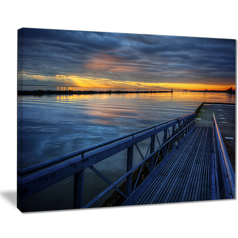 azure waters behind pier seascape photo canvas print PT8358