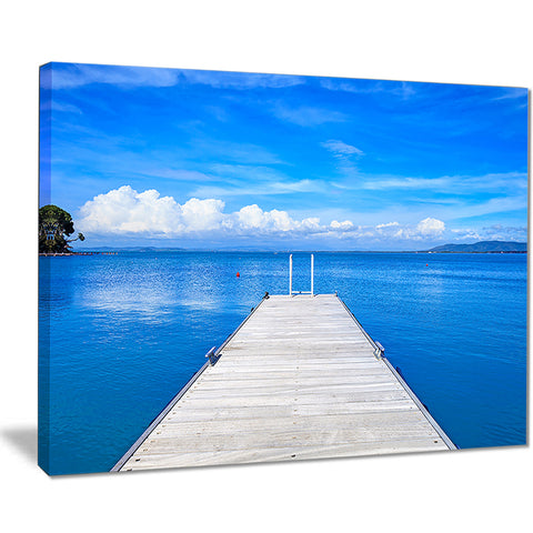 large wooden pier seascape photo canvas print PT8387