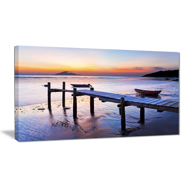 old wooden pier at sunset seascape photo canvas print PT8395