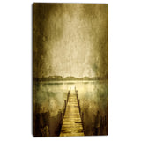 vintage pier over lake landscape digital art canvas print PT8626