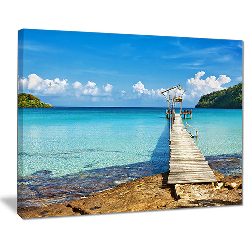 old wooden pier in sea seascape photo canvas print PT8632