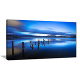 blue lake sunset with pier landscape photo canvas print PT8645