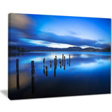 blue lake sunset with pier landscape photo canvas print PT8645