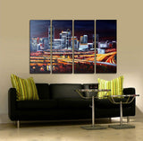 Cityscape Art Painting Night 64x32in