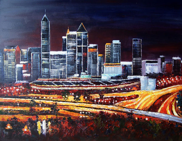 Night City Knife Art Painting  - 40x30in