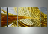 Yellow Orange Metal Abstract Art 56x24in