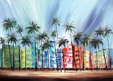 Heavily Textured Miami South Beach Painting - 40x30
