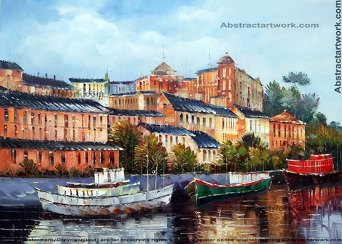 Stockholm Port Sweden Painting 40x30in